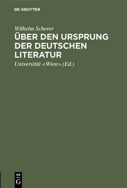 Produktbild: &Uuml;ber den Ursprung der deutschen Literatur
