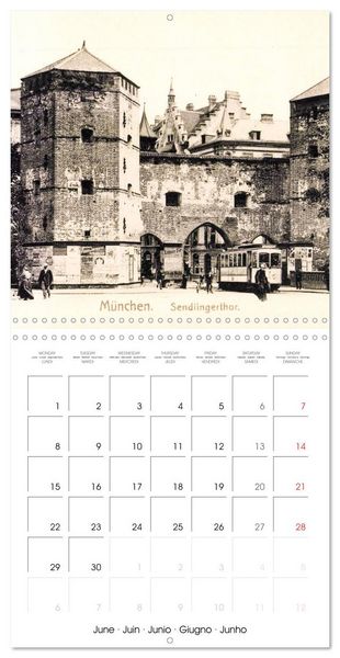 Produktbild: Promenade &agrave; travers Munich : Cartes postales historiques de la ville (Calendrier mural carr&eacute; 2026 30x30 cm) Calendrier double avec une page pour vos prises de notes