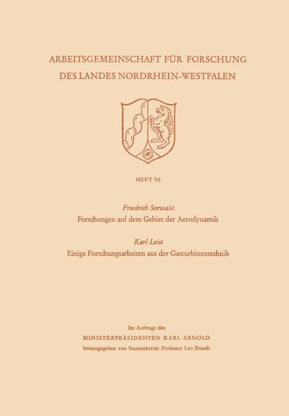 Produktbild: Forschungen auf dem Gebiet der Aerodynamik. Einige Forschungsarbeiten aus der Gasturbinentechnik