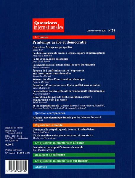 Produktbild: Questions Internationales ; Printemps Arabe et Democratie