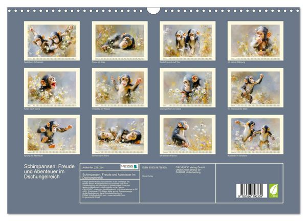 Produktbild: Schimpansen. Freude und Abenteuer im Dschungelreich (Wandkalender 2027 DIN A3 quer), CALVENDO Monatskalender