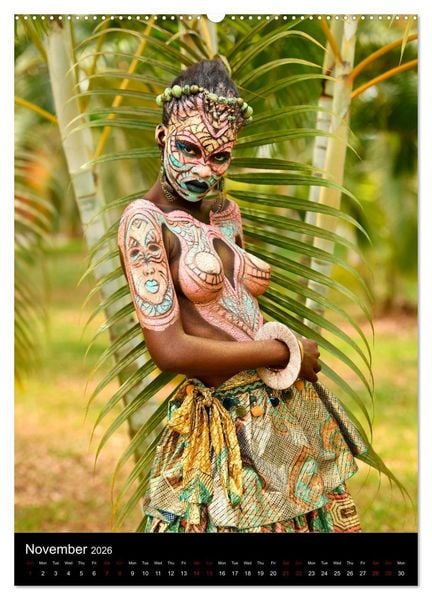 Produktbild: Equatorial Guinea Bodypainting Festival (High Quality Premium Wall Calendar 2026 DIN A2 portrait),CALVENDO 12 Month Wall Calendar