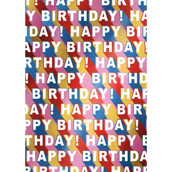 Produktbild: Idena Geschenkpapier Happy Birthday mehrfarbig metallisiert 70cmx150cm