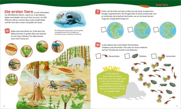 Produktbild: WAS IST WAS Junior Mitmach-Heft Dinosaurier und Tiere der Urzeit