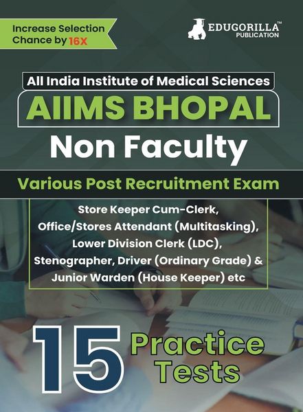 Produktbild: AIIMS Bhopal Non Faculty Various Posts Exam Book 2023 (English Edition) | 15 Practice Tests (1500+ Solved MCQs) with Free Access To Online Tests