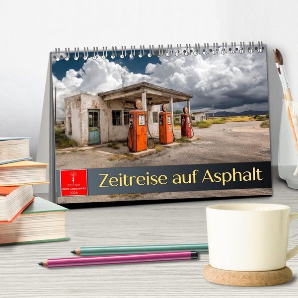 Produktbild: Zeitreise auf Asphalt (Tischkalender 2026 DIN A5 quer), CALVENDO Monatskalender
