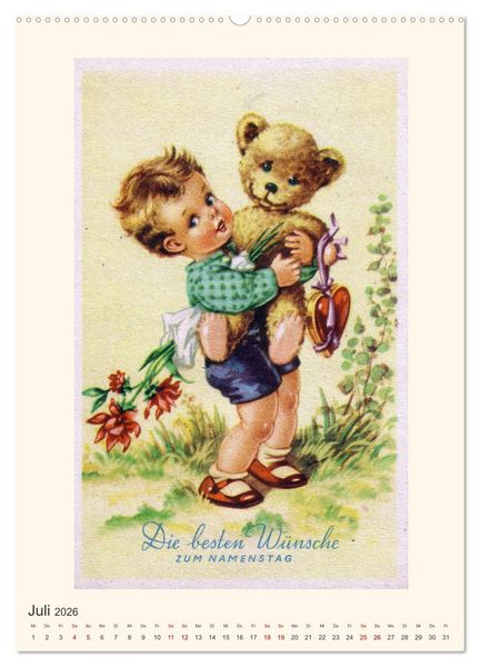 Produktbild: Erste Liebe - Teddyb&auml;ren auf alten Ansichtskarten (Wandkalender 2026 DIN A2 hoch), CALVENDO Monatskalender