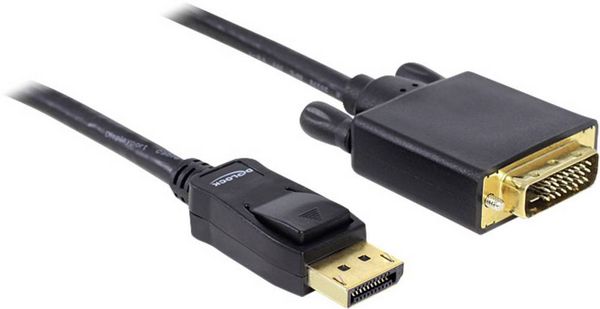 Delock DisplayPort / DVI Adapterkabel DisplayPort Stecker, DVI-D 24+1pol. Stecker 2.00 m Schwarz 82591 DisplayPort-Kabel