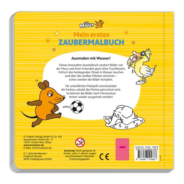 Produktbild: Tr&ouml;tsch Die Maus Malbuch mit Pinsel Mein erstes Zaubermalbuch
