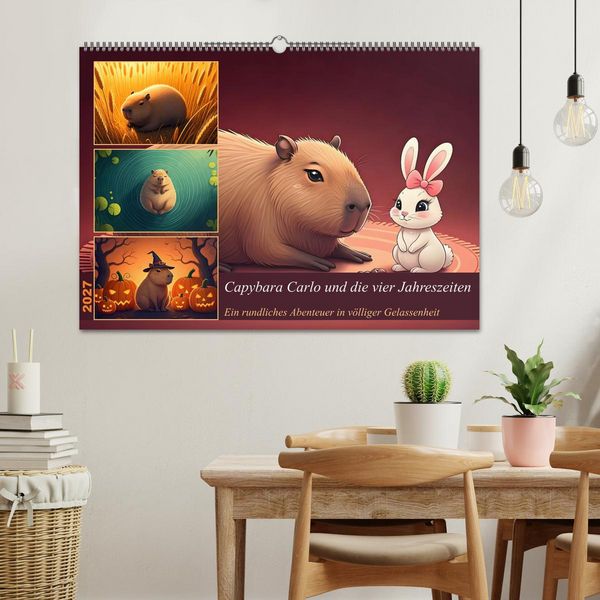 Produktbild: Capybara Carlo und die vier Jahreszeiten (Wandkalender 2027 DIN A2 quer), CALVENDO Monatskalender