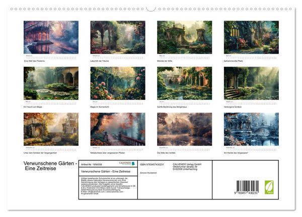 Produktbild: Verwunschene G&auml;rten - Eine Zeitreise (hochwertiger Premium Wandkalender 2026 DIN A2 quer), Kunstdruck in Hochglanz