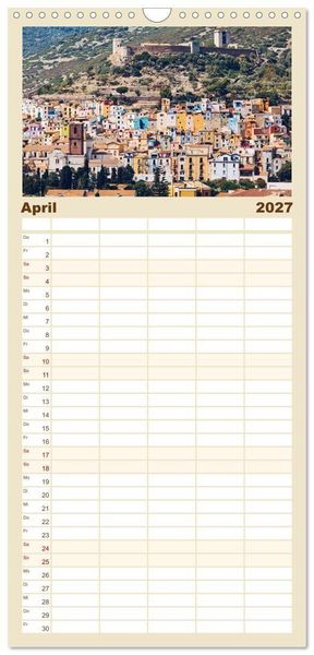 Produktbild: Familienplaner 2027 - Sardinien. Sch&ouml;ne Landschaften und bunte St&auml;dte. mit 5 Spalten (Wandkalender, 21 x 45 cm) CALVENDO