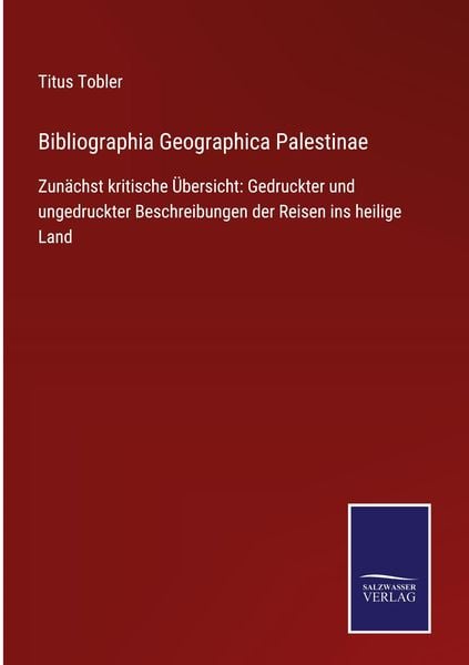 Produktbild: Bibliographia Geographica Palestinae