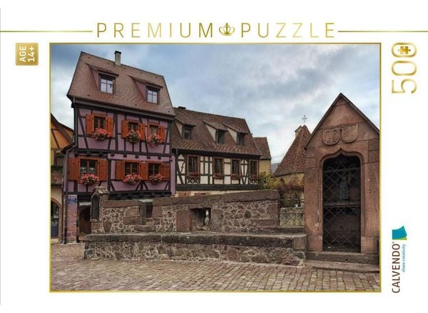 CALVENDO Puzzle Befestigte Brücke in Kaysersberg, Elsass, Frankreich | 500 Teile Lege-Größe 48 × 36 cm Foto-Puzzle für Erwachsene