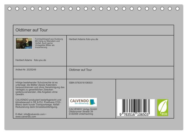 Produktbild: Oldtimer auf Tour (Tischkalender 2026 DIN A5 quer), CALVENDO Monatskalender