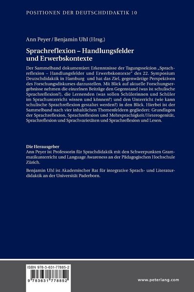 Produktbild: Sprachreflexion &ndash; Handlungsfelder und Erwerbskontexte