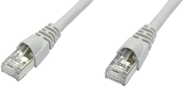 Telegärtner 100009114 RJ45 Netzwerkkabel, Patchkabel CAT 6a S/FTP 15.00m Grau Flammwidrig, mit Rastnasenschutz, Flammwid