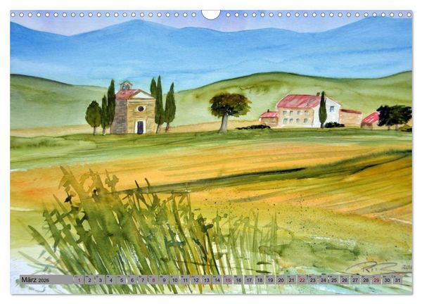 Produktbild: Toskana Aquarelle (Wandkalender 2026 DIN A3 quer), CALVENDO Monatskalender