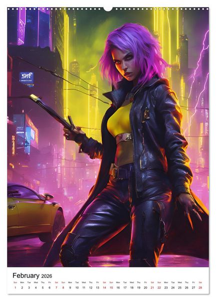 Produktbild: The Witches of Cyberpunk City (High Quality Premium Wall Calendar 2026 DIN A2 portrait),CALVENDO 12 Month Wall Calendar