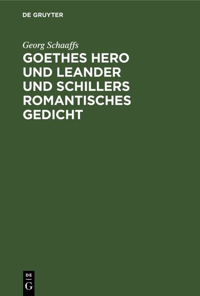 Produktbild: Goethes Hero und Leander und Schillers romantisches Gedicht