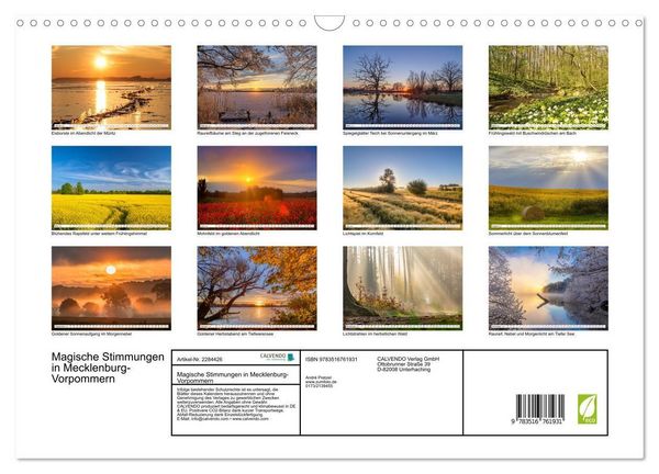 Produktbild: Magische Stimmungen in Mecklenburg-Vorpommern (Wandkalender 2027 DIN A3 quer), CALVENDO Monatskalender