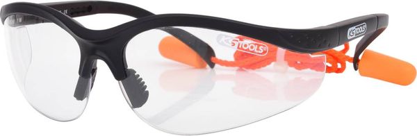 KS Tools Schutzbrille-transparent, mit Ohrstöpsel 310.0176