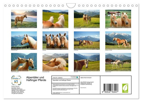 Produktbild: Alpent&auml;ler und Haflinger Pferde (Wandkalender 2027 DIN A4 quer), CALVENDO Monatskalender