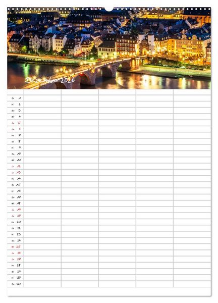 Produktbild: Heidelberger Familienkalender (Wandkalender 2026 DIN A2 hoch), CALVENDO Monatskalender
