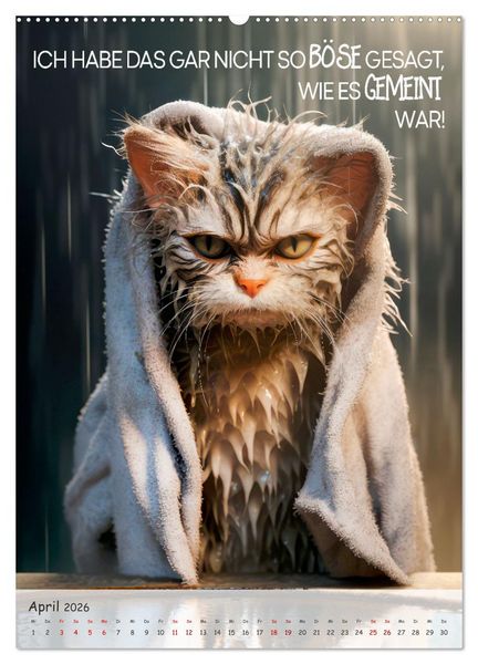 Produktbild: COOLE KATZEN Spr&uuml;cheklopfer (hochwertiger Premium Wandkalender 2026 DIN A2 hoch), Kunstdruck in Hochglanz