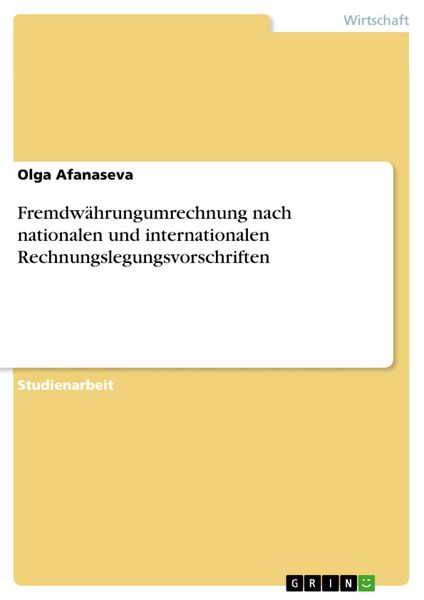 Produktbild: Fremdw&auml;hrungumrechnung nach nationalen und internationalen Rechnungslegungsvorschriften