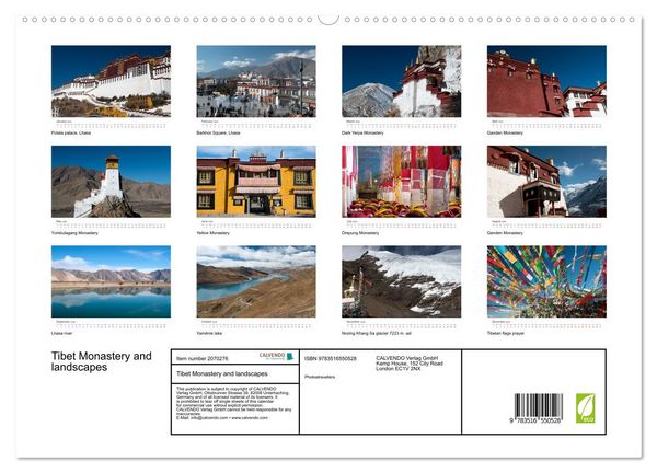 Produktbild: Tibet Monastery and landscapes (High Quality Premium Wall Calendar 2026 DIN A2 landscape),CALVENDO 12 Month Wall Calendar