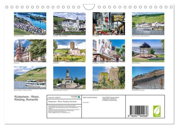 Produktbild: R&uuml;desheim - Rhein, Riesling, Romantik (Wandkalender 2026 DIN A4 quer), CALVENDO Monatskalender