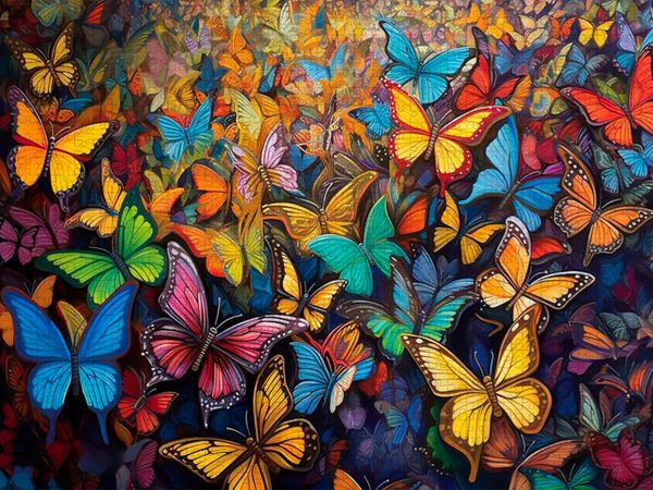 Produktbild: CALVENDO Puzzle Wimmelbild - Kunterbuntes Treiben von Schmetterlingen | 2000 Teile Lege-Gr&ouml;&szlig;e 90x67cm Foto-Puzzle f&uuml;r gl&uuml;ckliche Stunden