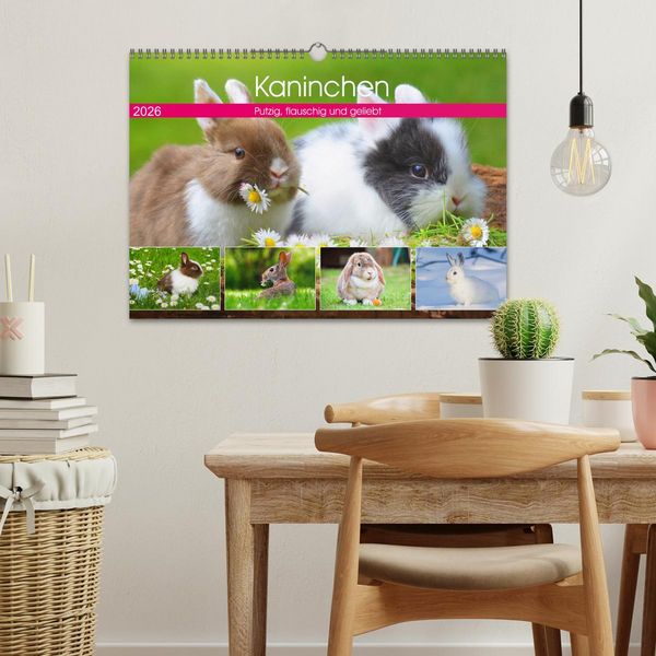 Produktbild: Kaninchen. Putzig, flauschig und geliebt (Wandkalender 2026 DIN A3 quer), CALVENDO Monatskalender