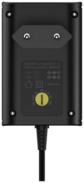 Produktbild: Ansmann 1201-0023 Steckernetzteil, einstellbar 12 V/DC, 9 V/DC, 7.5 V/DC, 6 V, 4.5 V/DC, 3 V 1000 mA 12 W