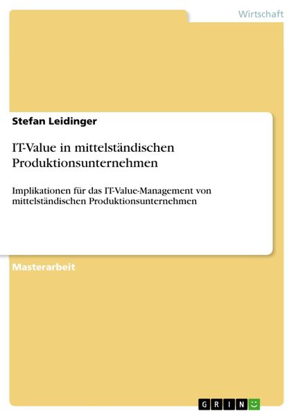 Produktbild: IT-Value in mittelst&auml;ndischen Produktionsunternehmen