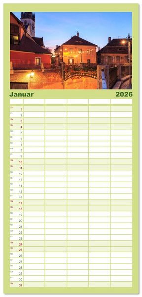 Produktbild: Familienplaner 2026 - Zauberhaftes Sibiu - Die Perle Siebenb&uuml;rgens in Rum&auml;nien mit 5 Spalten (Wandkalender, 21 x 45 cm) CALVENDO