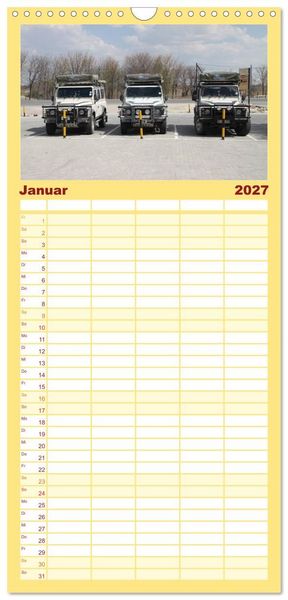 Produktbild: Familienplaner 2027 - Land Rover Defender - Unterwegs in Afrika mit 5 Spalten (Wandkalender, 21 x 45 cm) CALVENDO