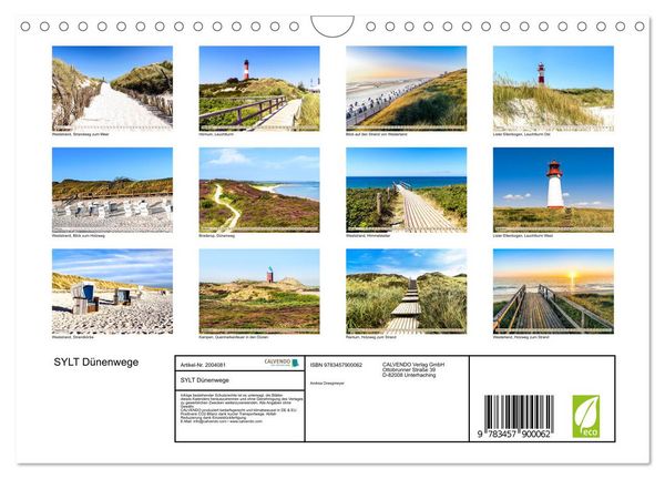 Produktbild: SYLT D&uuml;nenwege (Wandkalender 2026 DIN A4 quer), CALVENDO Monatskalender