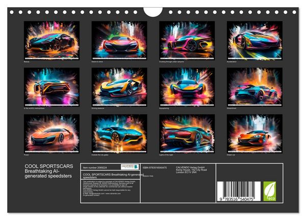 Produktbild: COOL SPORTSCARS Breathtaking AI-generated speedsters (Wall Calendar 2026 DIN A4 landscape), CALVENDO 12 Month Wall Calendar