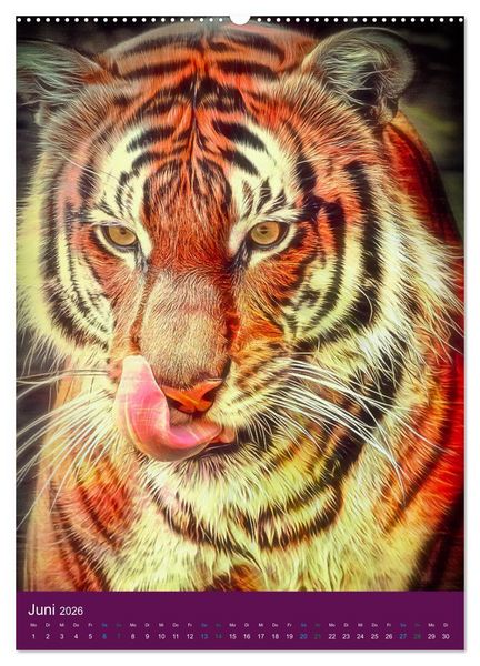Produktbild: Raubkatzen - Artwork (hochwertiger Premium Wandkalender 2026 DIN A2 hoch), Kunstdruck in Hochglanz