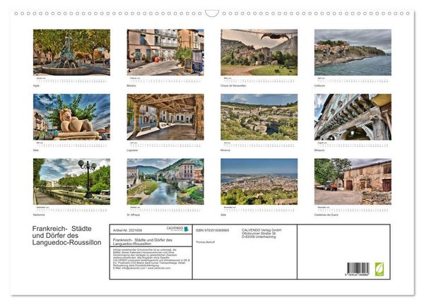 Produktbild: Frankreich- St&auml;dte und D&ouml;rfer des Languedoc-Roussillon (Wandkalender 2026 DIN A2 quer), CALVENDO Monatskalender