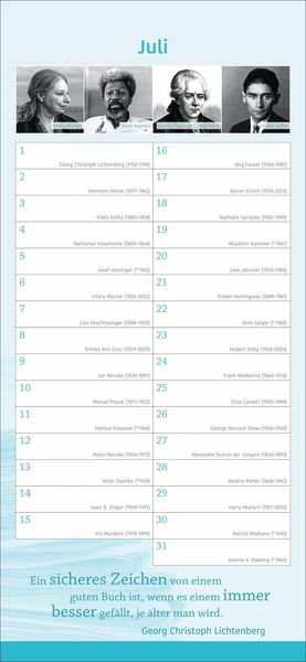 Produktbild: Der literarische Geburtstagskalender - Mit Geburtstagskindern und Zitaten