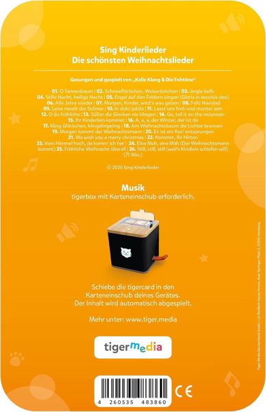 Produktbild: tigercard - Sing Kinderlieder - Die sch&ouml;nsten Weihnachtslieder