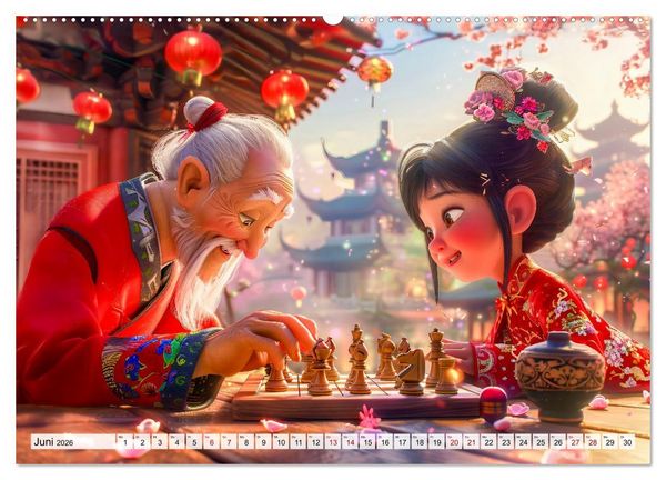 Produktbild: Chinesische Fantasy - Szenen inspiriert von Anime und Tradition (hochwertiger Premium Wandkalender 2026 DIN A2 quer), Kunstdruck in Hochglanz