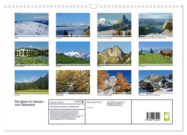 Produktbild: Die Alpen im Herzen von &Ouml;sterreich (Wandkalender 2026 DIN A3 quer), CALVENDO Monatskalender