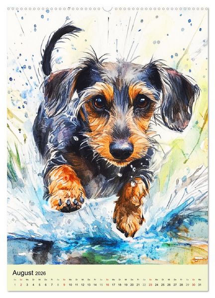 Produktbild: Bezaubernde Hunde. Unsere Freunde im lieblichen Aquarell-Stil (Wandkalender 2026 DIN A2 hoch), CALVENDO Monatskalender
