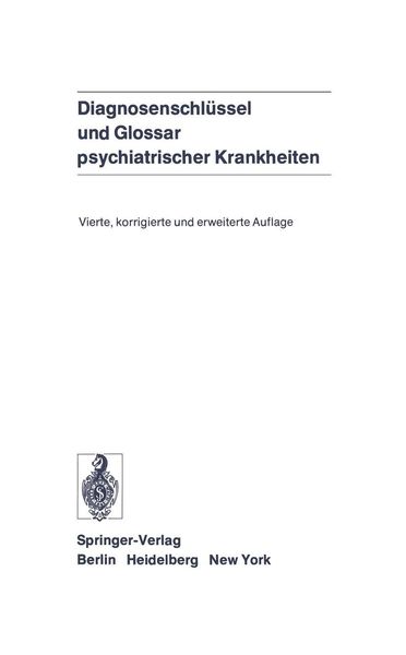 Produktbild: Diagnosenschl&uuml;ssel und Glossar psychiatrischer Krankheiten