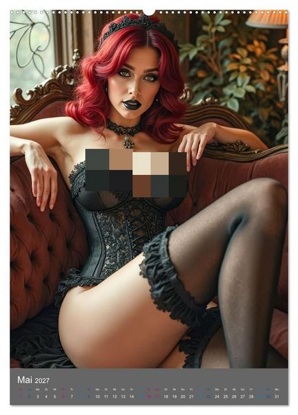 Produktbild: Gothic Dessous Fantasien (Wandkalender 2027 DIN A2 hoch), CALVENDO Monatskalender