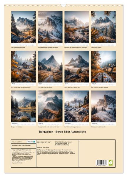Produktbild: Bergwelten - Berge T&auml;ler Augenblicke (Wandkalender 2026 DIN A2 hoch), CALVENDO Monatskalender